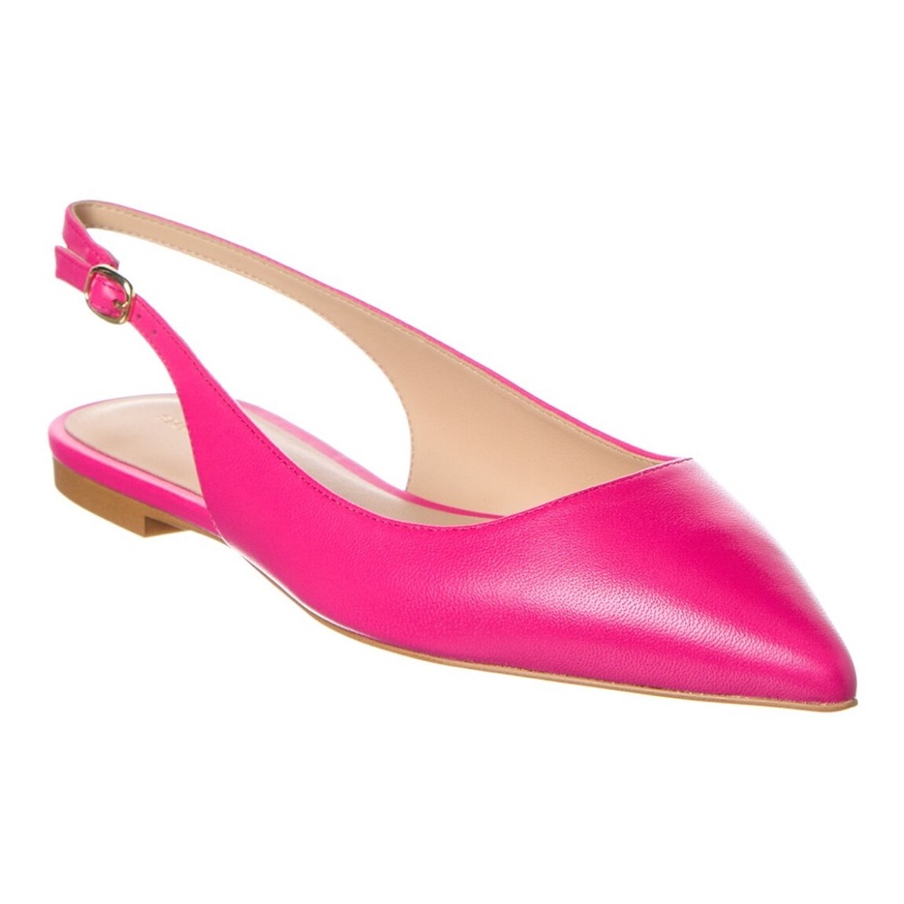 NEW Stuart Weitzman Mara Slingback Flats Pink Leather | Minimalist | MSRP$395